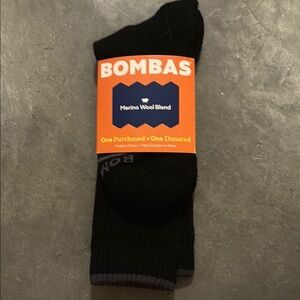 Bombas Merino Wool Blend Crew Socks — Black